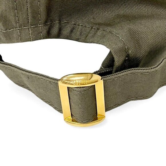 Celine Cap Hat Cotton Khaki White Gold Triomphe main image 6